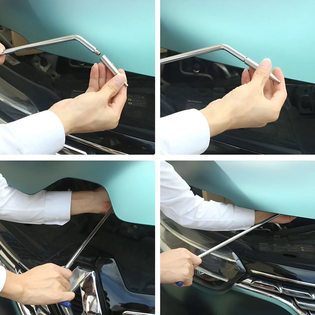 Three alloy steel hook crowbar tools for car dent repair and body panel removal