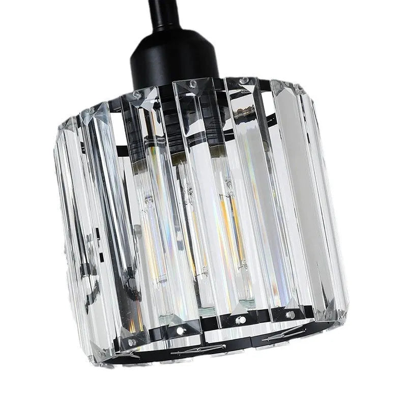Modern crystal ceiling light in black finish for corridor or entrance installation with E27 socket