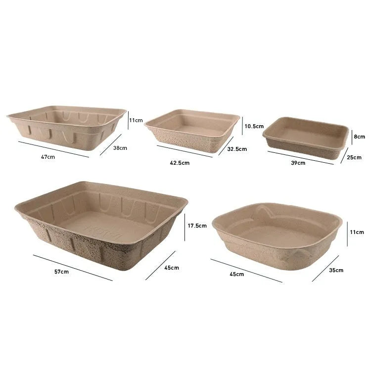 Brown disposable waterproof cat litter box with environmentally friendly degradable material