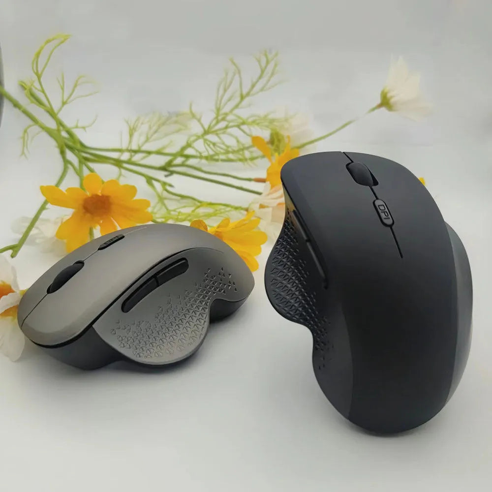 Black and grey USB-C rechargeable wireless mouse for laptops with compact design