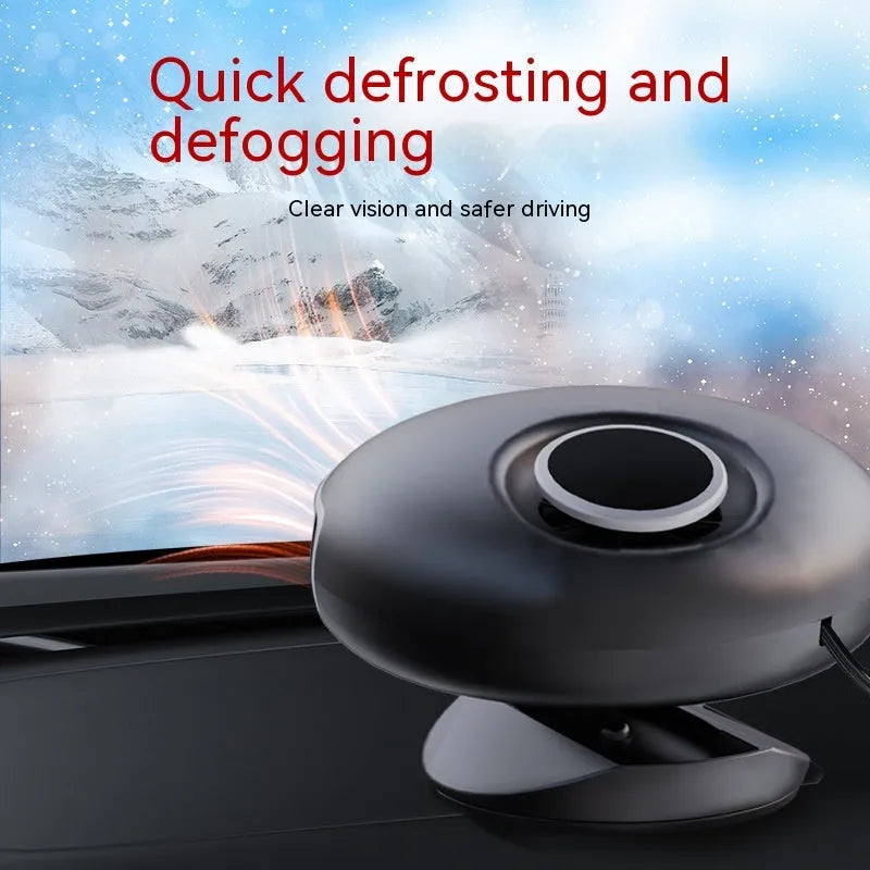 Black car warm air blower heater for windscreen defrosting with 130cm cable