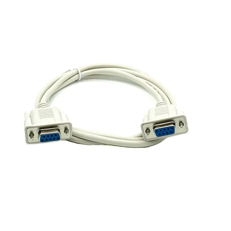 DB9 female to female RS232 serial cable, 1.5 metres long, milky white colour