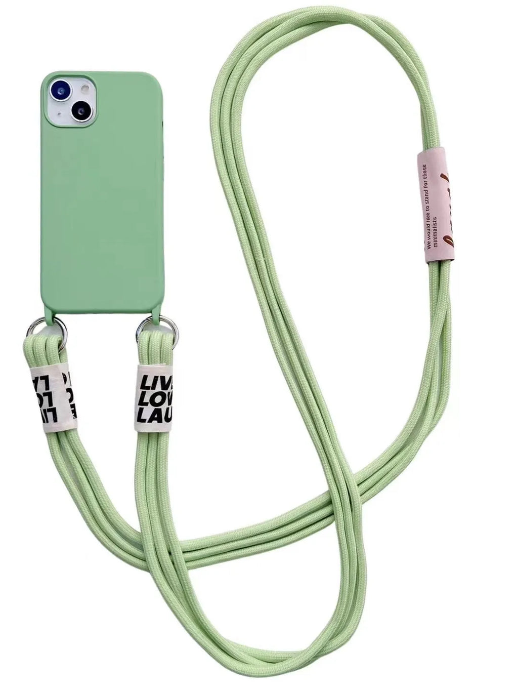 Diagonal lanyard silicone phone case in brown with grey strap for iPhone models