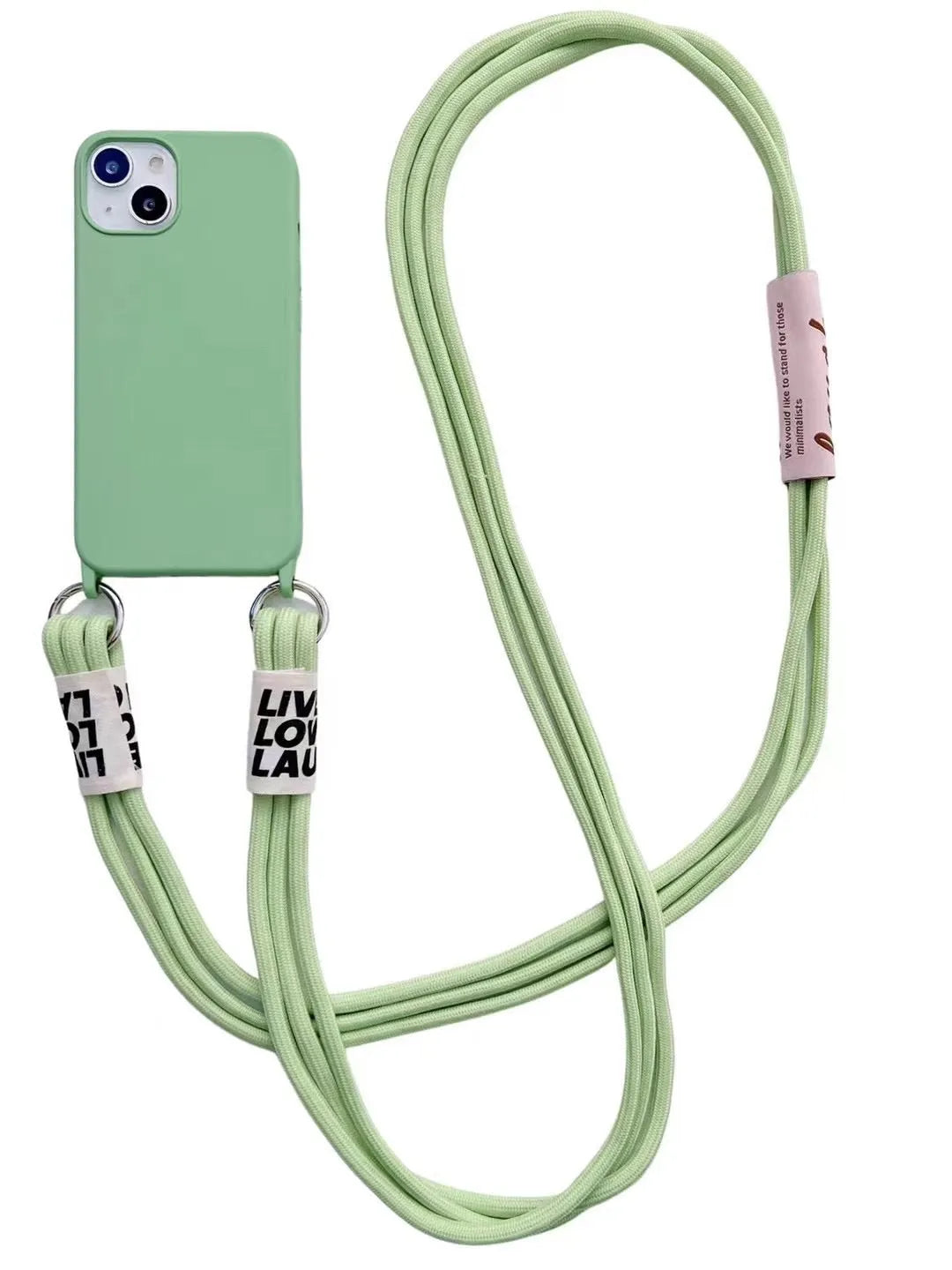Diagonal lanyard silicone phone case in brown with grey strap for iPhone models