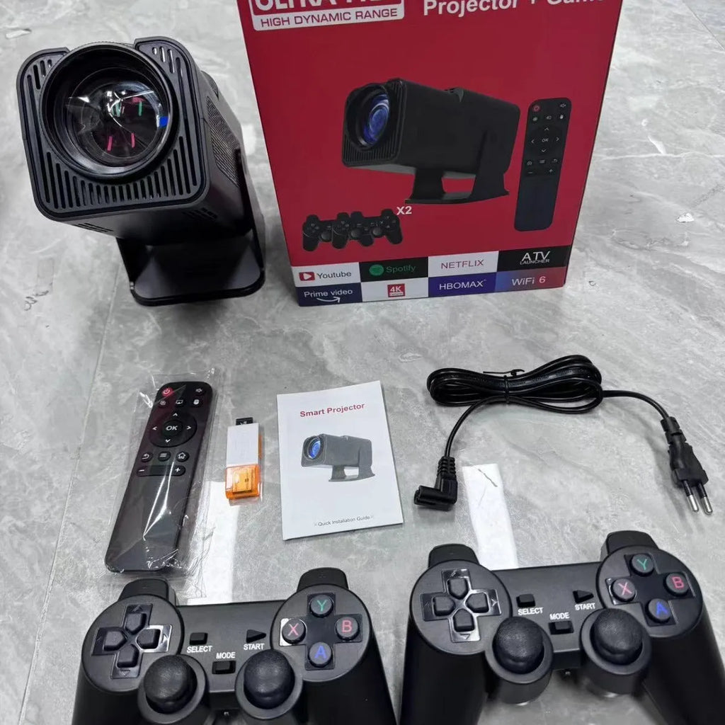 Wireless home projector with portable handle for game machine projection in 720p HD resolution