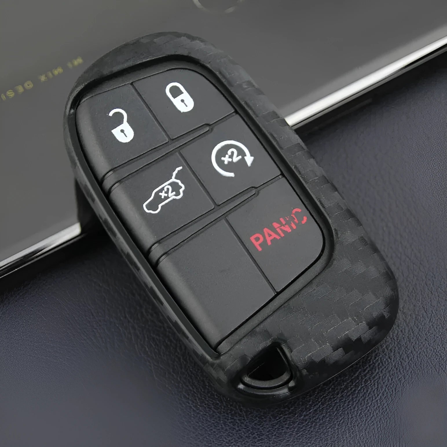 Carbon fibre silicone car key case for Dodge Chrysler Fiat remote key protection