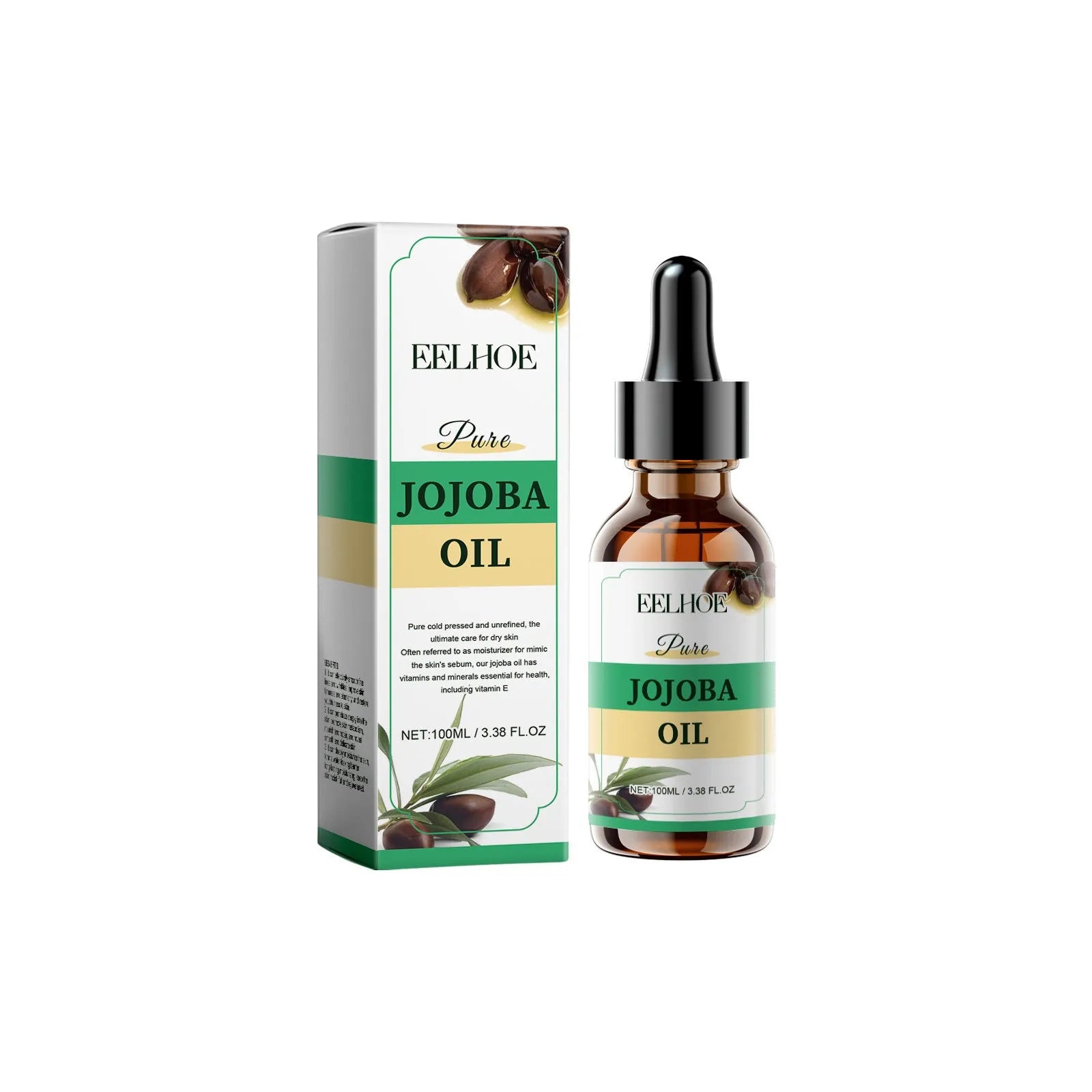 100ml amber glass bottle of organic jojoba oil firming and hydrating facial moisturiser.