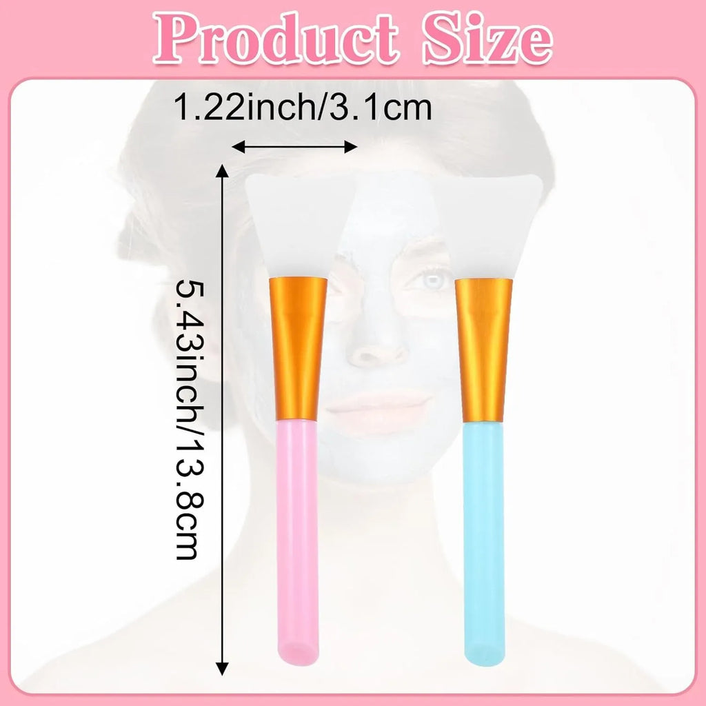 Reusable silicone face mask applicator spatula in six colour options on a clean surface