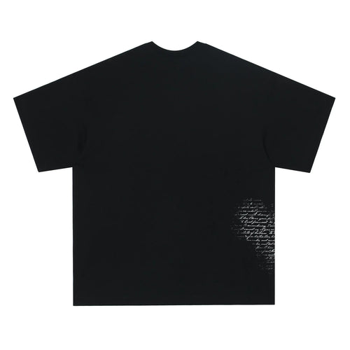 American retro hip hop gothic pure cotton T-shirt with letter design in black and white colour options