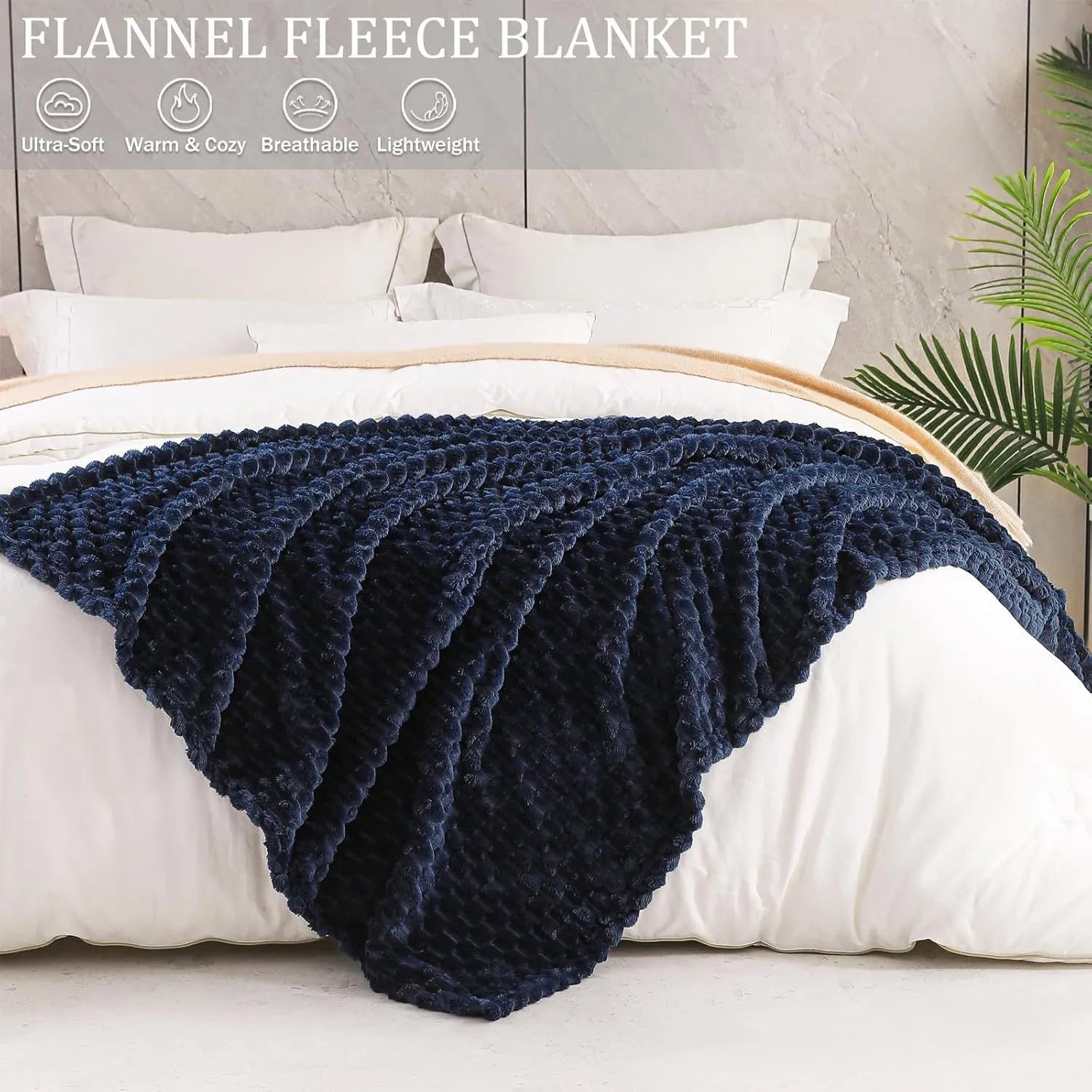 Children's soft plaid polyester blanket in camel colour, shown in a 90x90 inch size.