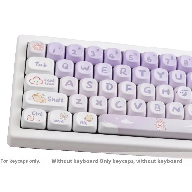 PBT gradient purple rabbit design key caps for mechanical keyboards with sublimation printing