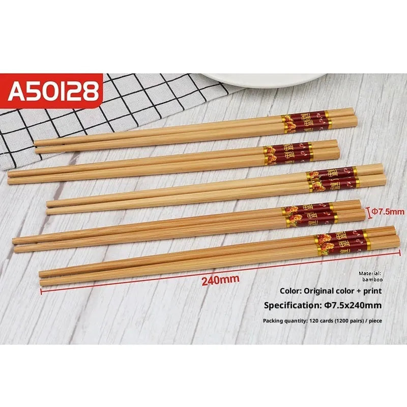 Ten pairs of bamboo chopsticks with solid colour and simple design for kitchen dining