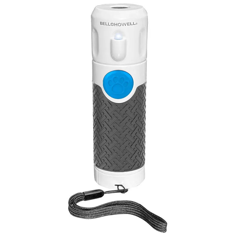 White handheld ultrasonic dog bark trainer with ABS plastic housing
