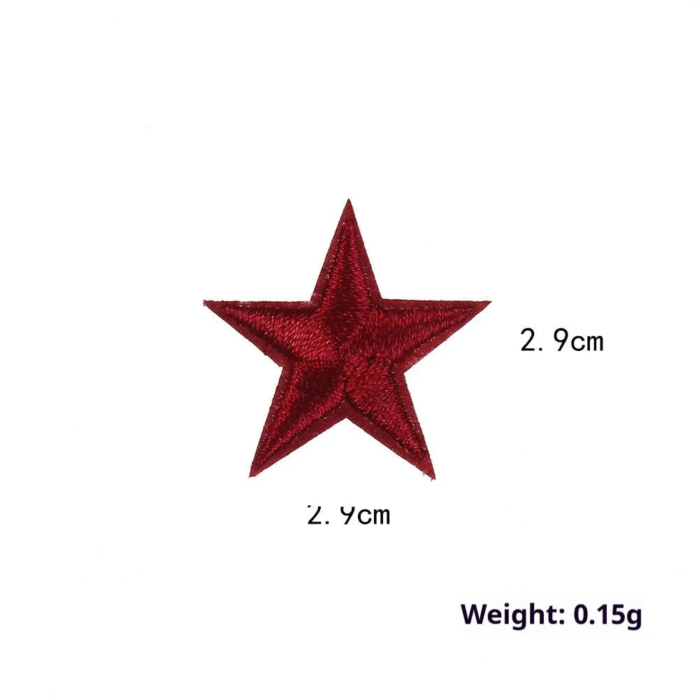 Five-pointed star embroidery label cloth stickers in assorted colours for clothing decoration