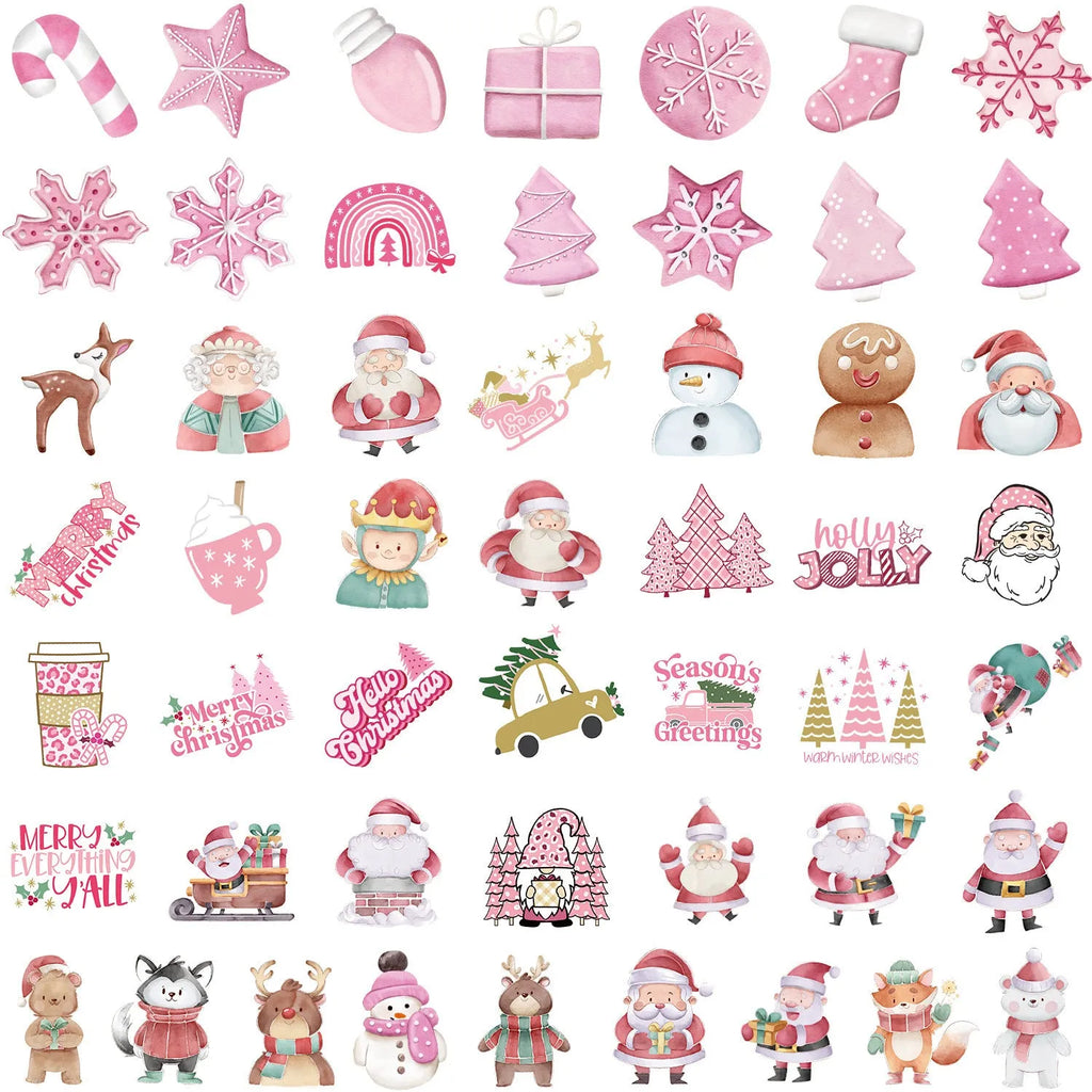 50 Christmas decoration stickers waterproof cute style for car phone laptop guitar 4-8cm