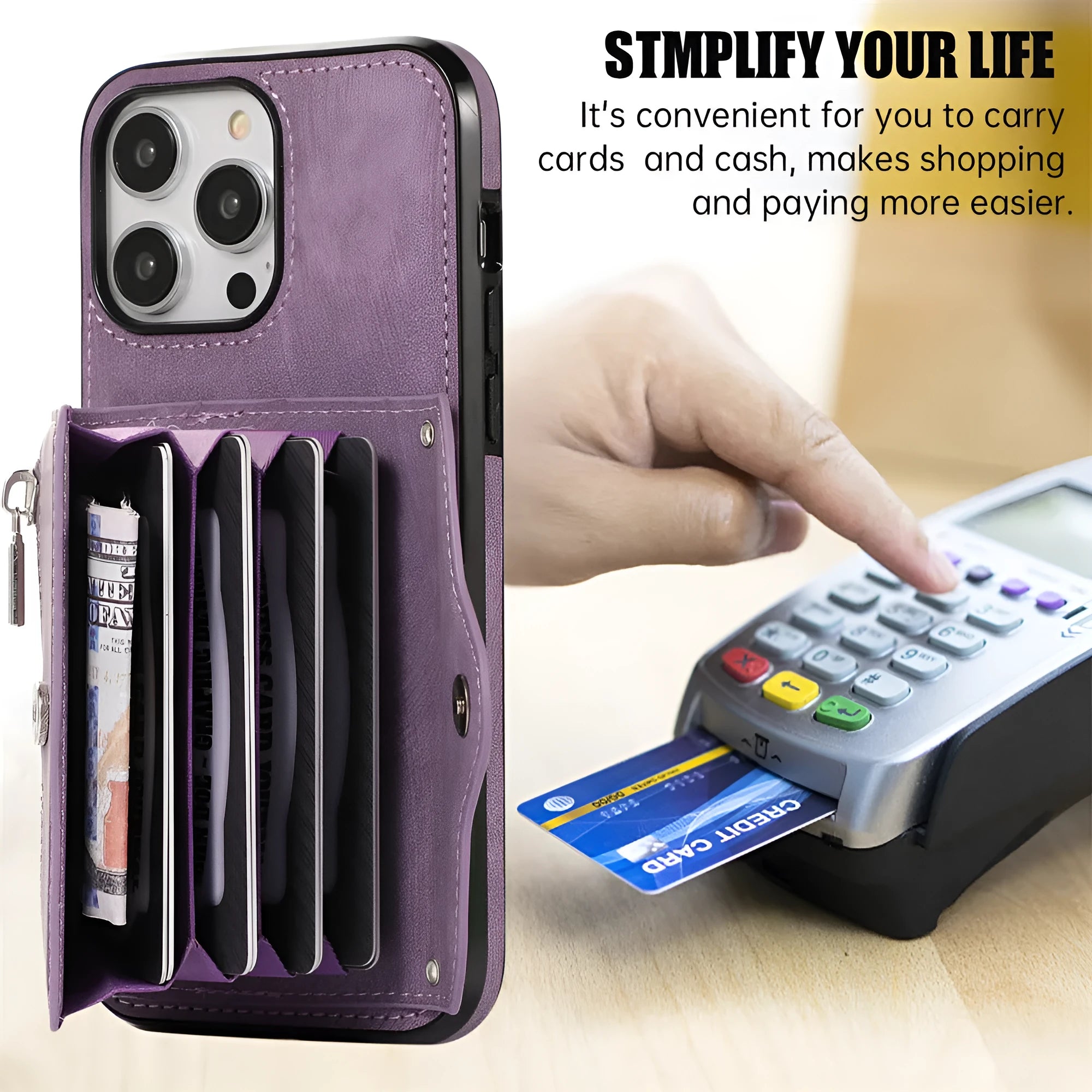 Blue phone case crossbody sleeve with card holder and short rope strap