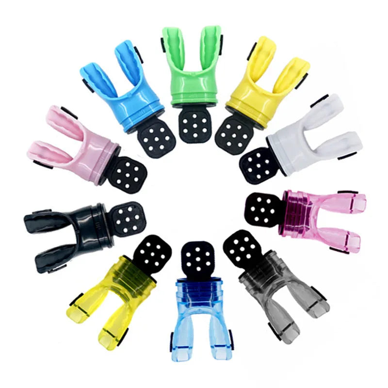 Plastic free edible silicone diving mouthpiece in multiple colour options showing 110mm length