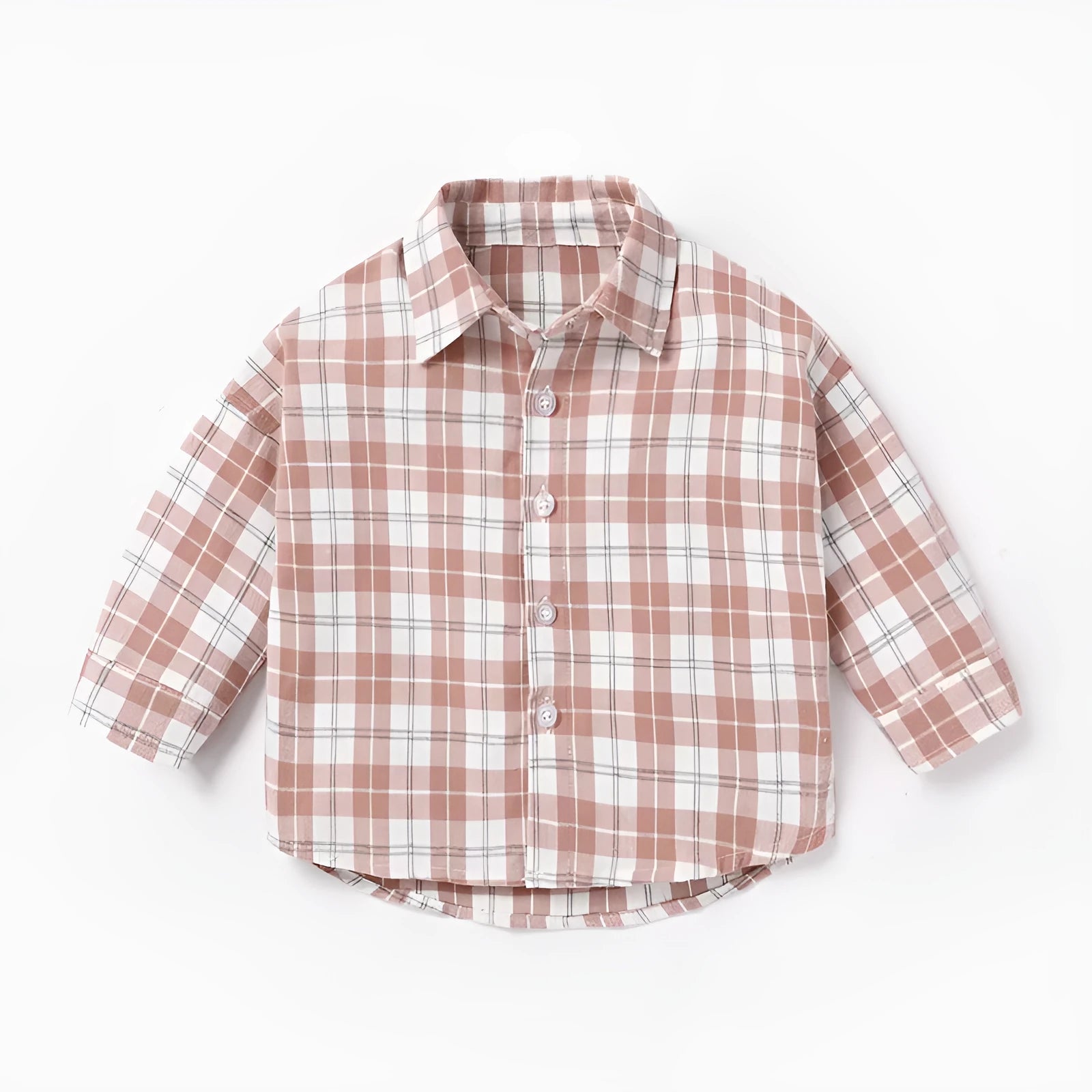 Boys' casual cotton shirt with a coloured lattice check pattern and long sleeves.