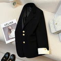 Women's Korean style coat in beige or black with 65cm length and loose fit design