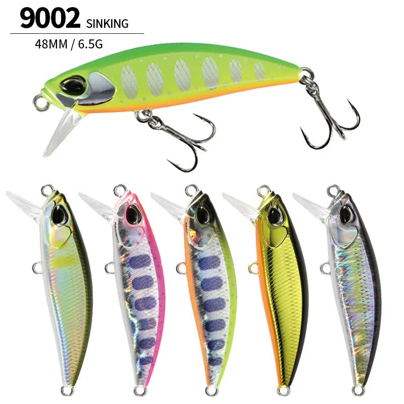 48mm submerged minnow fishing lure in multiple colours for mandarin fish and snakehead