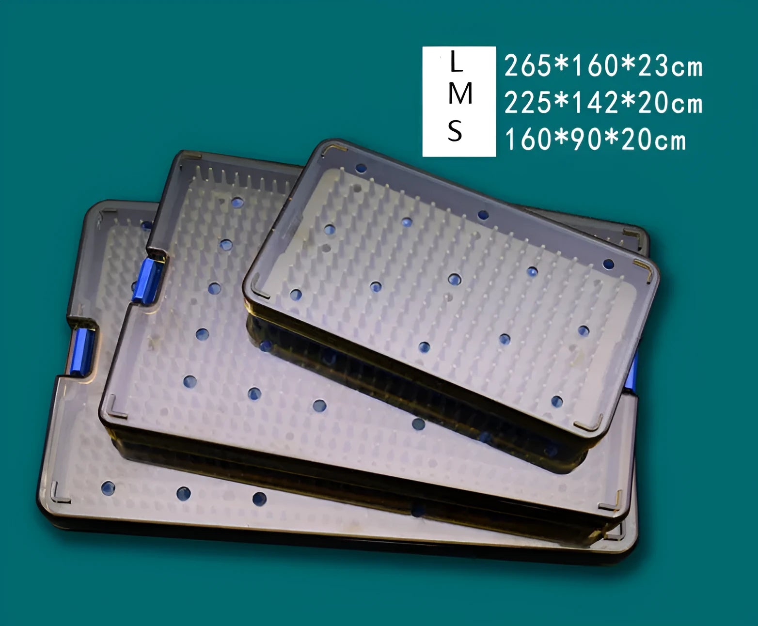 Three silicone disinfection boxes in different sizes (large, medium, small) shown in a single colour for UV sterilisation.