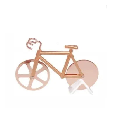 Bicycle-shaped pizza cutter with stainless steel wheel and ABS handle, red colour