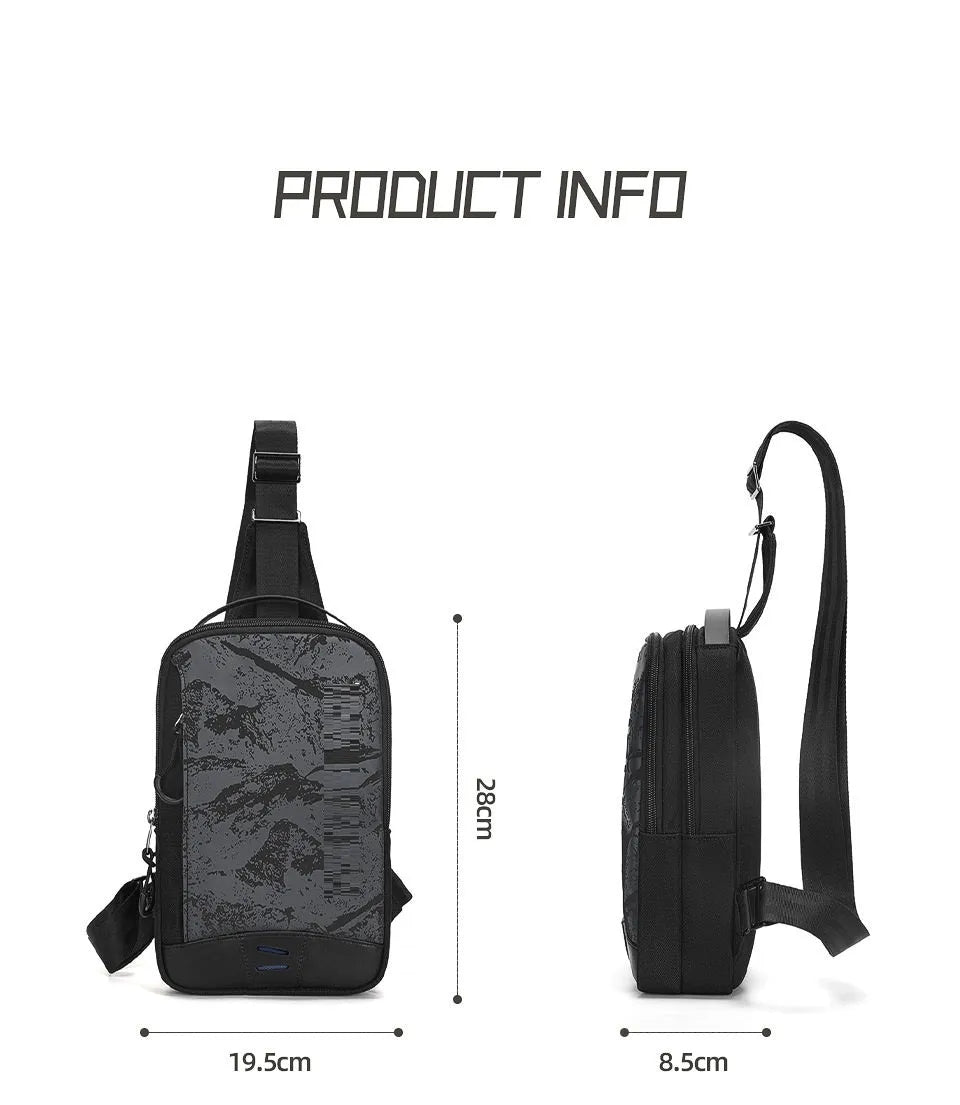 Casual black camouflage chest bag with waterproof function and single shoulder strap