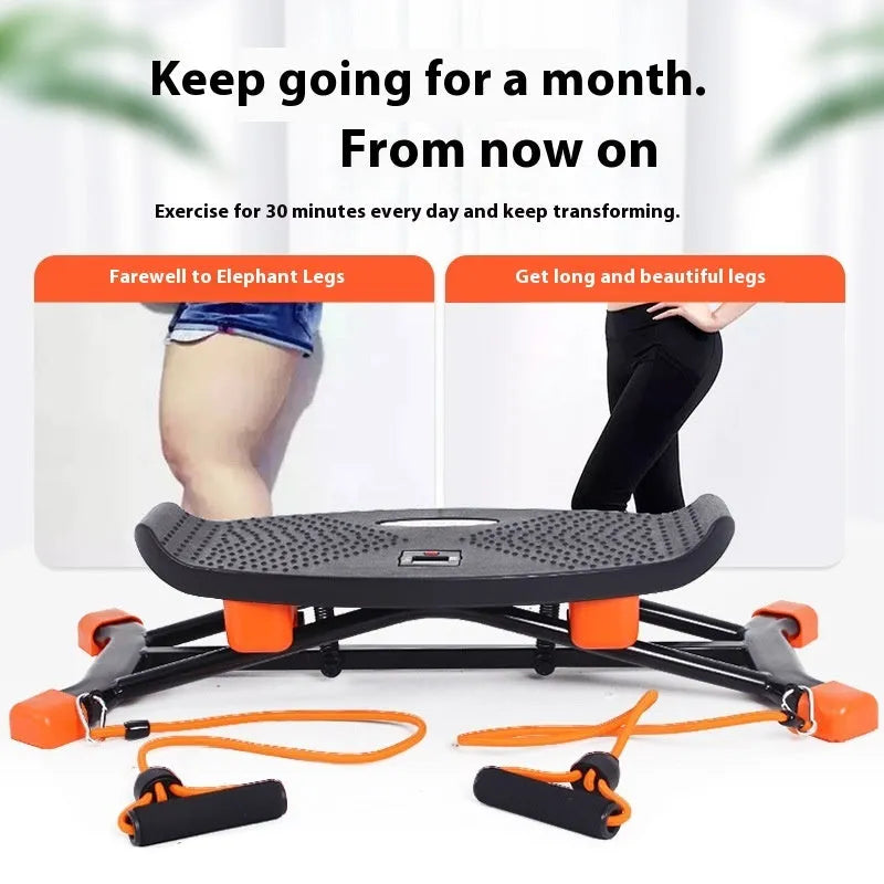 Black JS101A mini indoor fitness skiing machine with elastic hand straps
