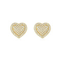 Golden heart-shaped moissanite stud earrings in S925 silver with simple fashion design