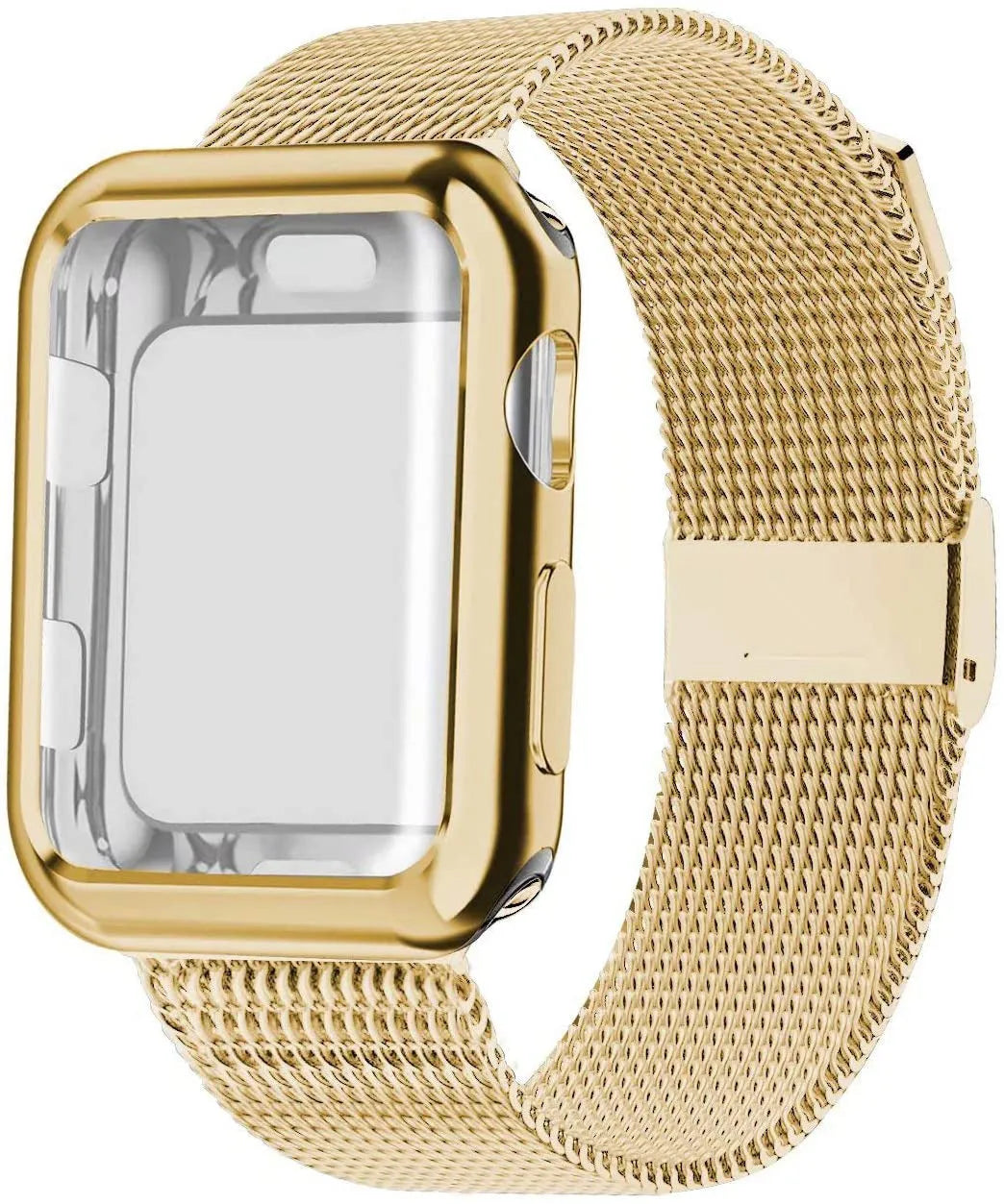 Apple Watch magnetic Milanese loop metal wristband in multiple colours with protective case.
