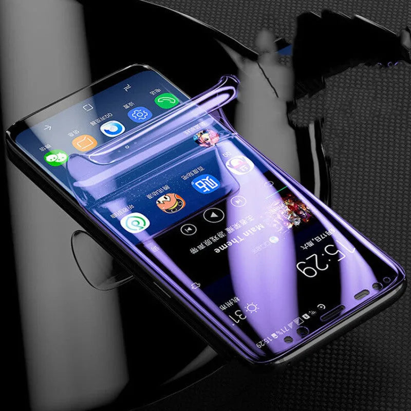 Transparent matte hydrogel screen protector for curved Samsung Galaxy phone