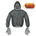 Black anti-mosquito net jacket with hood made from lightweight breathable polyester fibre