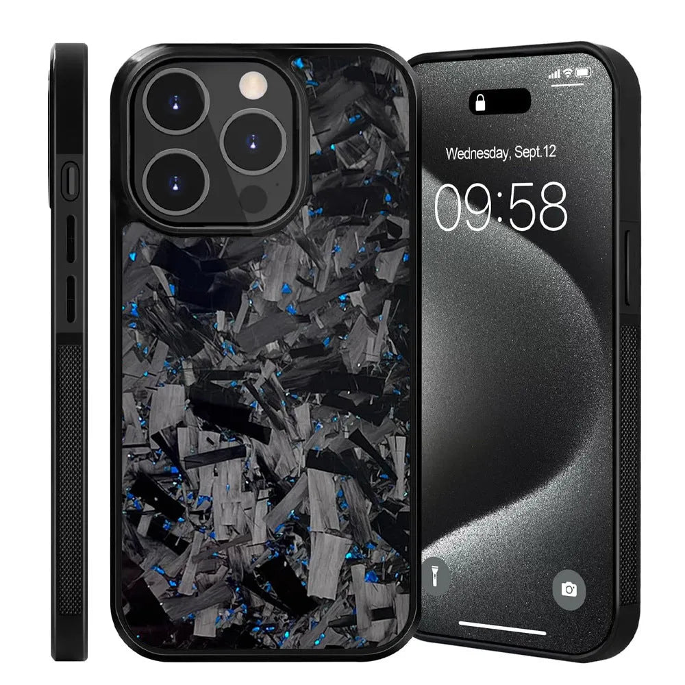 Carbon fiber phone case for iPhone 15 Pro Max 13 Pro in black, shockproof and anti-fall all-inclusive style