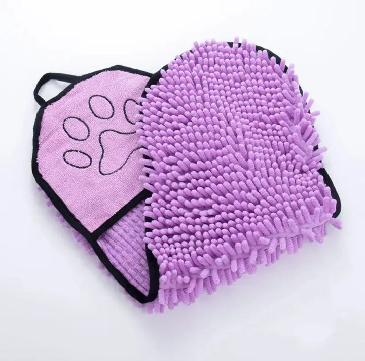 Blue pet bath towel measuring 62 by 23 cm for drying dogs and cats