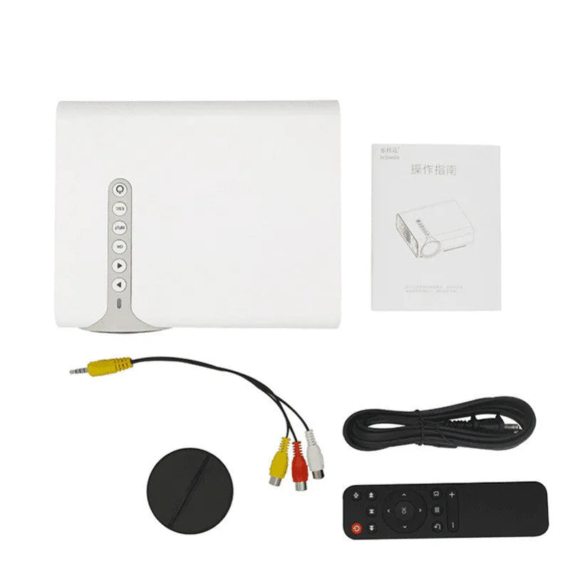 YG530 mini mobile phone projector with wireless same-screen connectivity in black and white colour options