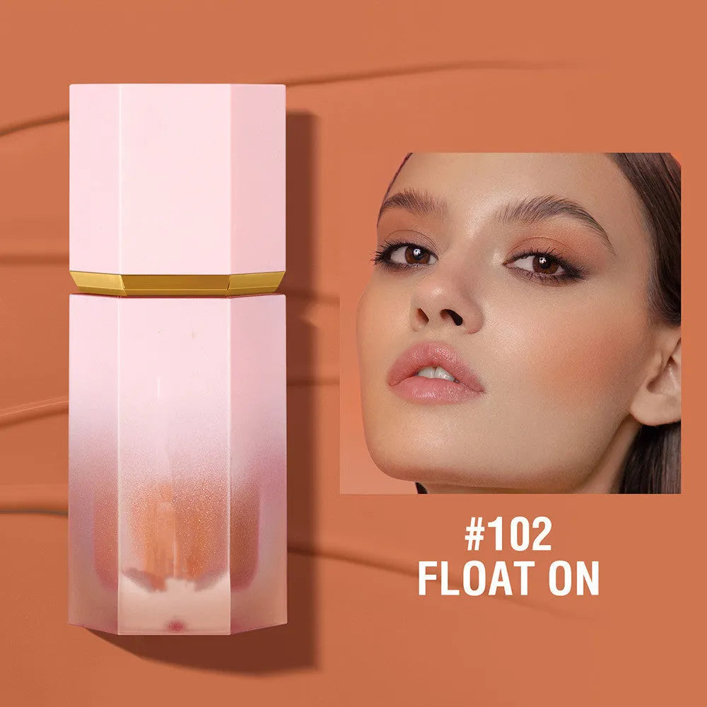 Colourful liquid powder blusher in compact container with multiple style options for universal skin types