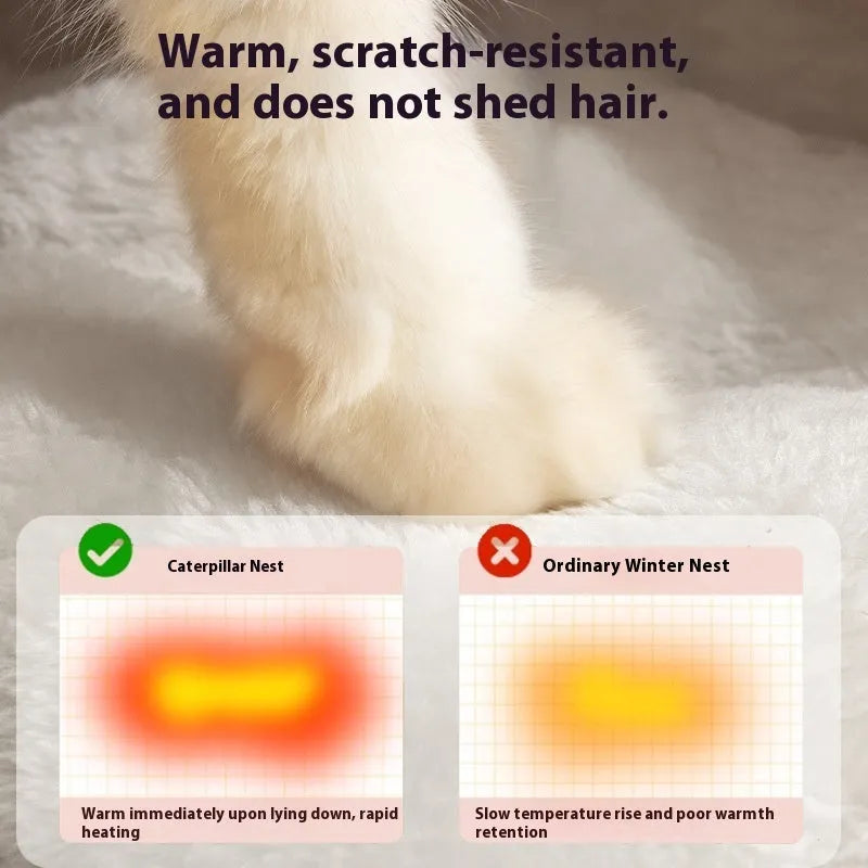 Winter warm closed cat nest in Matcha Green plush material, portable long tube design