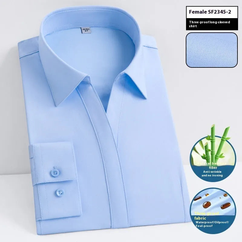 Men's slim fit bamboo fibre shirt with square collar, shown in a solid colour, illustrating business formal style.