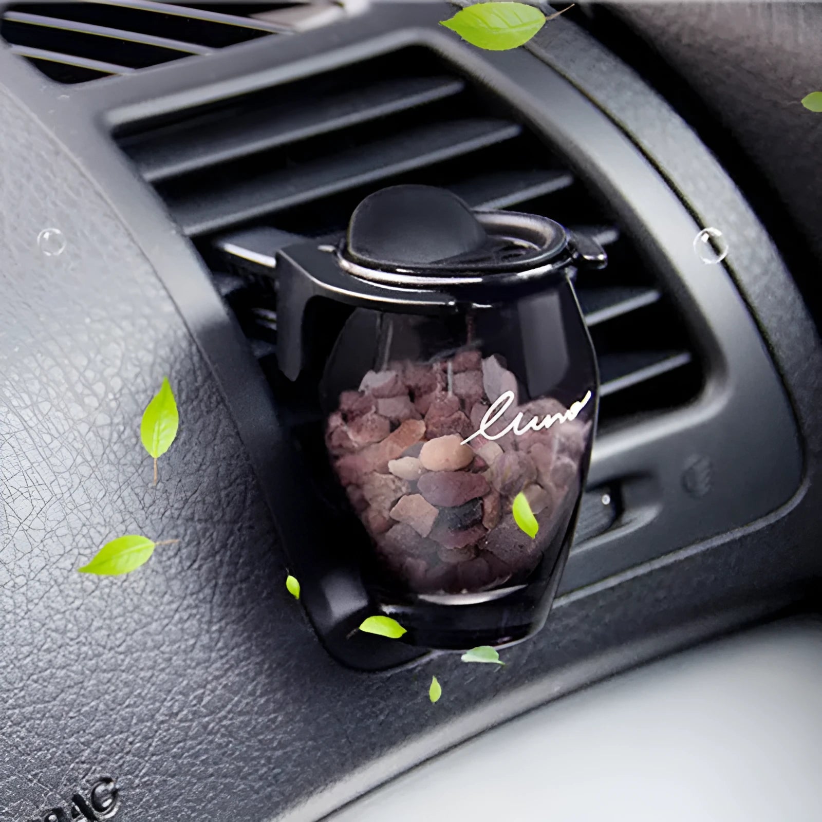 Car air outlet aromatherapy solid type glass bottle with zeolite fragrance floral scent for vehicle vent