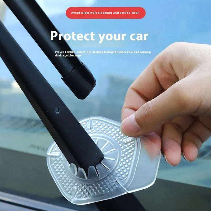 Car wiper hole protective cover made of silicone PVC in black colour, measuring 7.5x9.8cm for universal car fit
