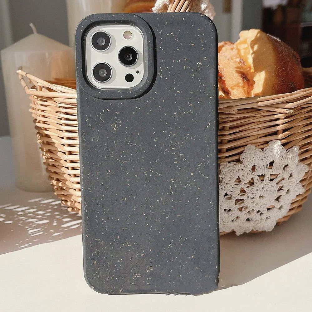 Fully degradable wheat straw composite phone case for Apple iPhone 14 Pro Max in multiple colours.