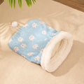 50cm by 40cm flannel cat sleeping bag nest in pink trojan, blue rabbit, and stripe drawing designs