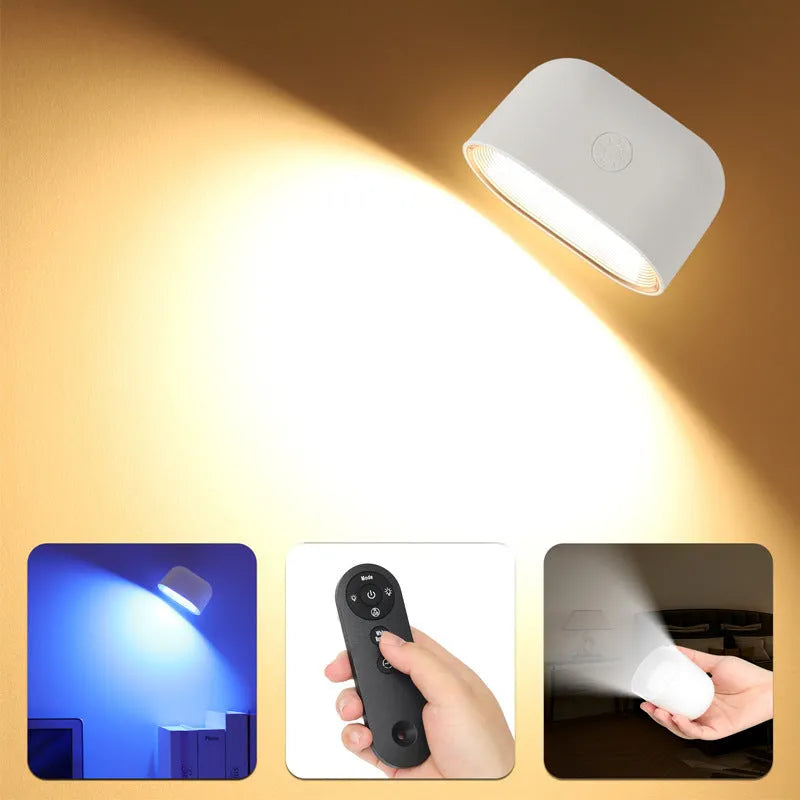 Remote touch magnetic wall lamp with colour changing LED lights and oval face design