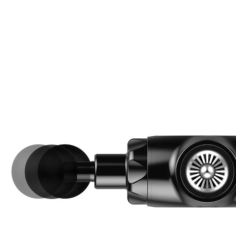 Black and white muscle relaxation massager with adjustable speed control and lithium battery