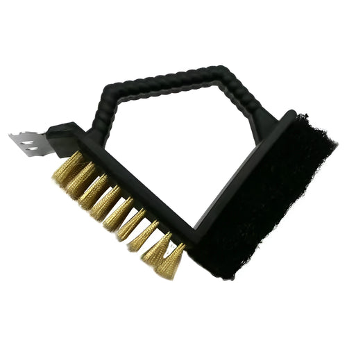 Triangular barbecue cleaning brush with steel wire bristles and polypropylene handle