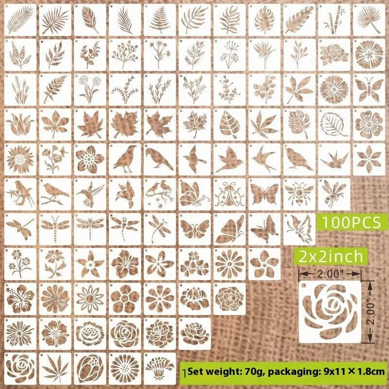 Milky white PET film spray painting stencils showing animal, Hawaii, flower, letter, ocean, bird and mandala designs