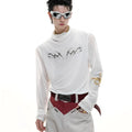 Black mesh slim-fit long sleeve base layer shirt laid flat, showing its texture and cut.