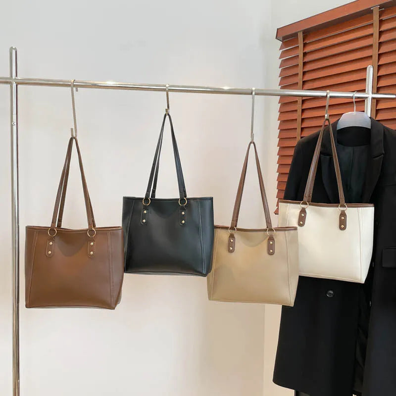 Niche Korean style horizontal square shoulder underarm bag in PU leather, shown in black.