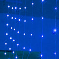 Copper curtain Christmas lights with multiple LED bulbs in blue, purple, or warm white colours for indoor and outdoor decoration
