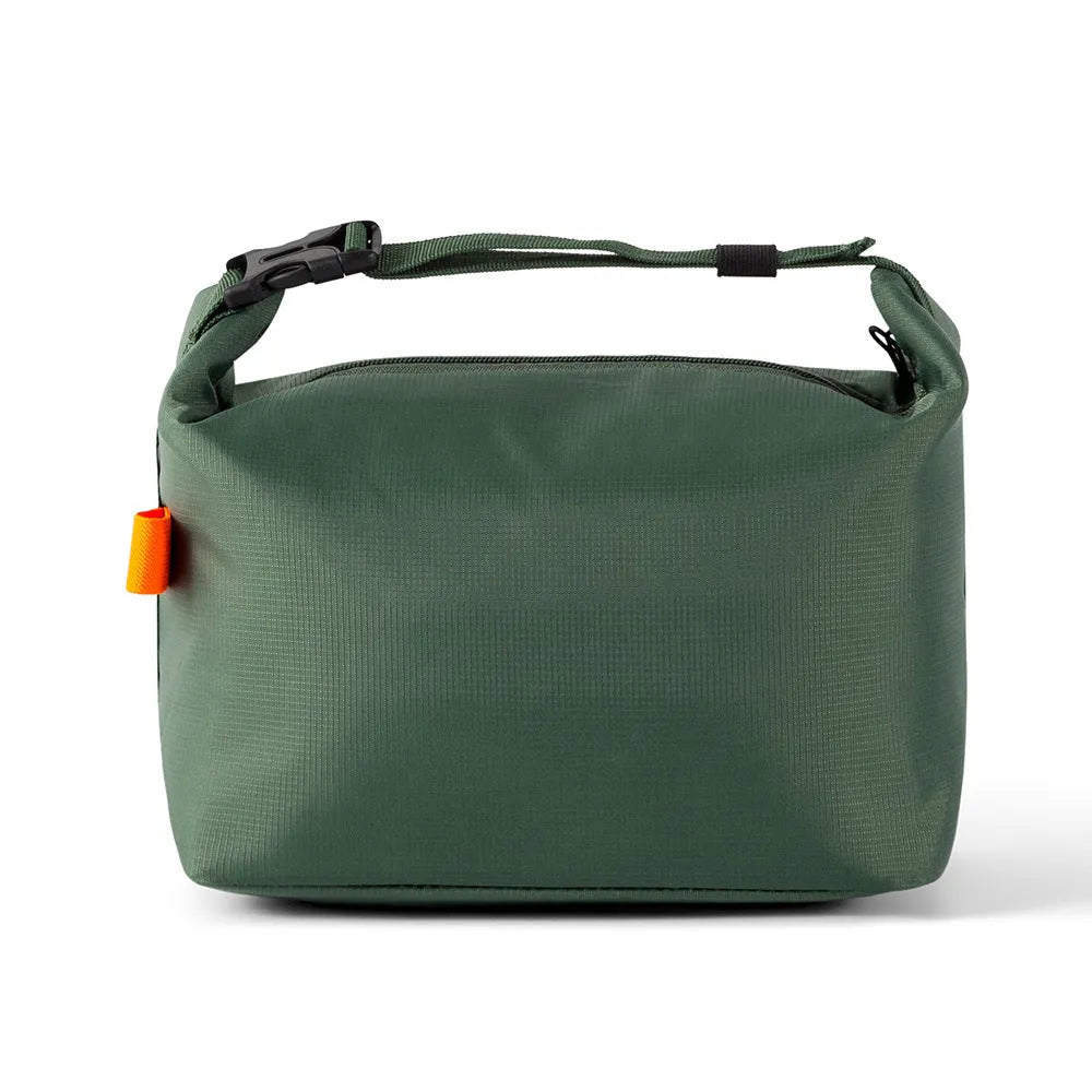 Japanese-style insulated Oxford cloth lunch bag with 24x14cm base in army green colour